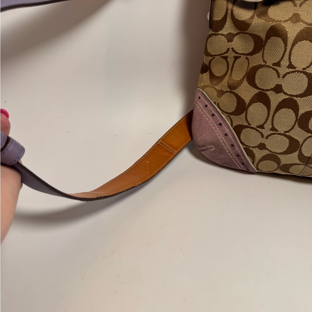 Vintage Coach SoHo Slim Duffle Shoulder Bag/Crossbody #1486 Purple Suede Y2K - Picture 12 of 14
